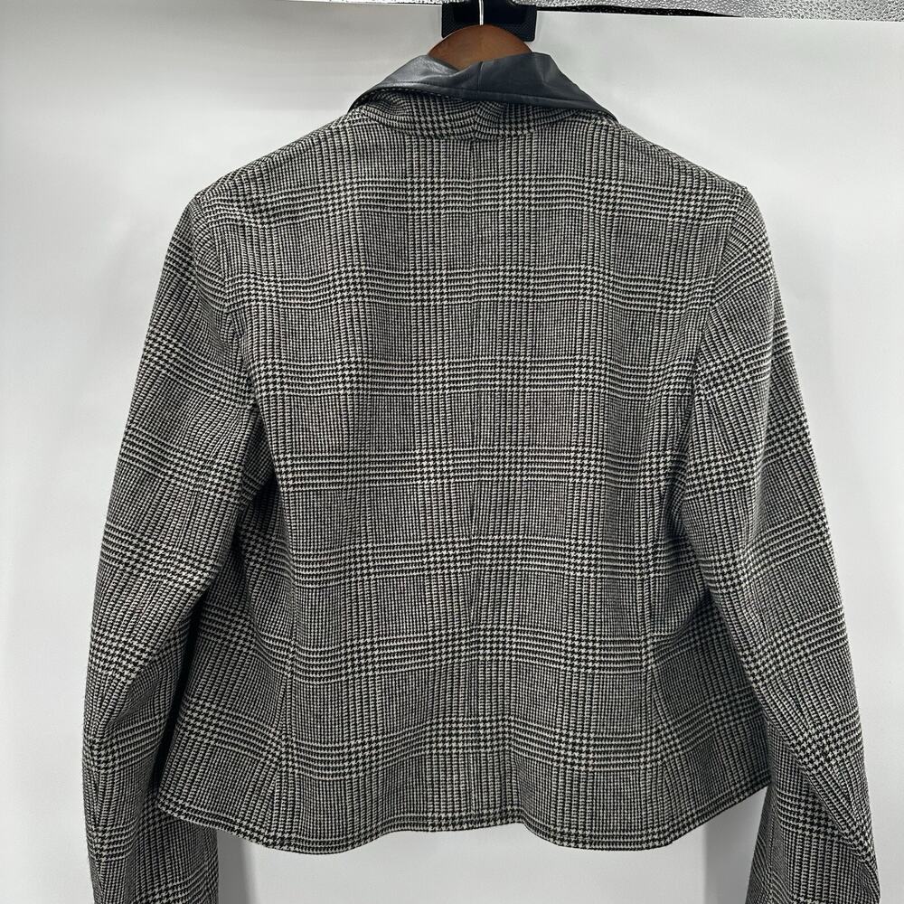 RALPH LAUREN LRL Jacket Womens Medium Houndstooth‎ Faux Leather Shawl Collar - Picture 6 of 12